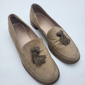 Stuart Weitzman Tan Loafers with Tassel Detail